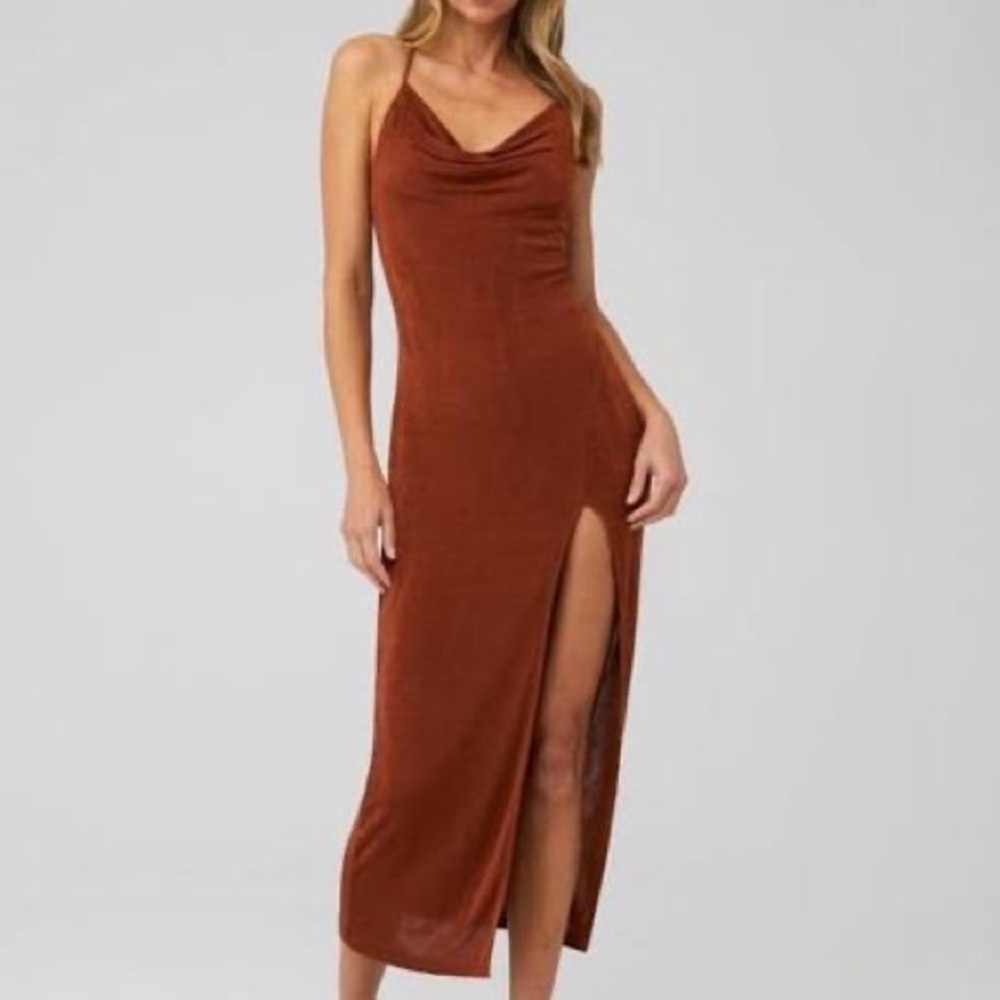 She Is Us Brown Slinky Slip Dress Size 6 US $80